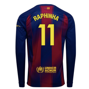 2025-2026 Barcelona Home Long Sleeve Shirt (Raphinha 11)