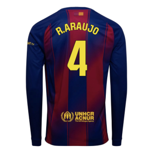 2025-2026 Barcelona Home Long Sleeve Shirt (R.Araujo 4)
