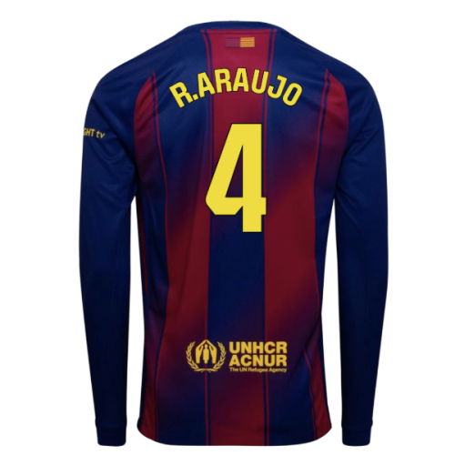 2025-2026 Barcelona Home Long Sleeve Shirt (R.Araujo 4)