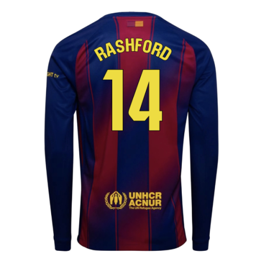 2025-2026 Barcelona Home Long Sleeve Shirt (Rashford 14)