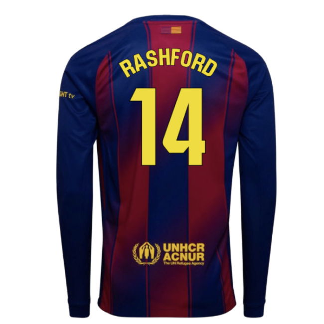 2025-2026 Barcelona Home Long Sleeve Shirt (Rashford 14)