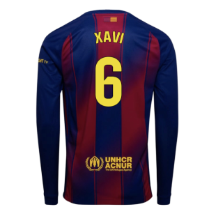 2025-2026 Barcelona Home Long Sleeve Shirt (Xavi 6)
