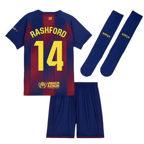 2025-2026 Barcelona Home Mini Kit (Rashford 14)