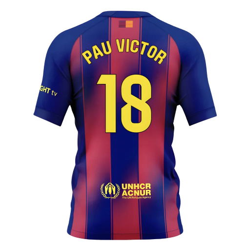 2025-2026 Barcelona Home Shirt (Kids) (Pau Victor 18)