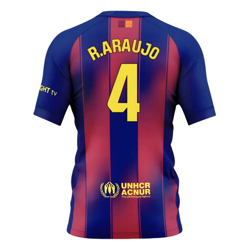 2025-2026 Barcelona Home Shirt (Kids) (R.Araujo 4)