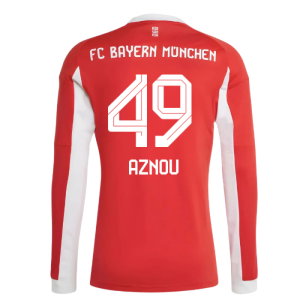 2025-2026 Bayern Munich Long Sleeve Home Shirt (Aznou 49)