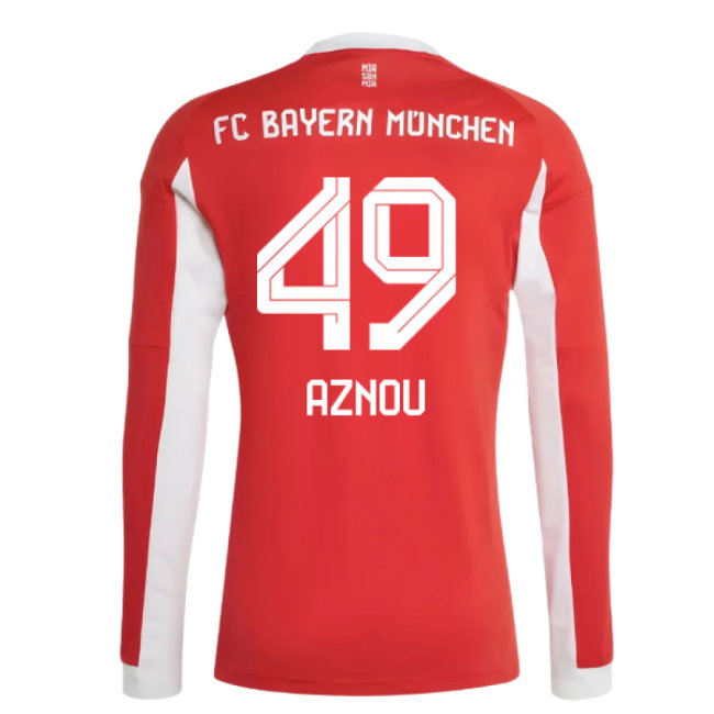 2025-2026 Bayern Munich Long Sleeve Home Shirt (Aznou 49)
