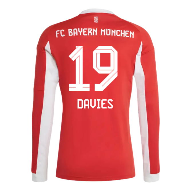 2025-2026 Bayern Munich Long Sleeve Home Shirt (Davies 19)