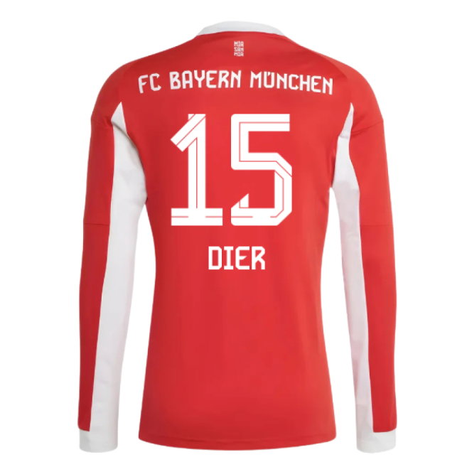 2025-2026 Bayern Munich Long Sleeve Home Shirt (Dier 15)