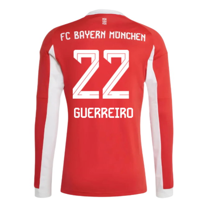 2025-2026 Bayern Munich Long Sleeve Home Shirt (Guerreiro 22)
