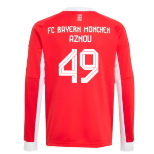 2025-2026 Bayern Munich Long Sleeve Home Shirt (Kids) (Aznou 49)