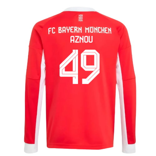 2025-2026 Bayern Munich Long Sleeve Home Shirt (Kids) (Aznou 49)