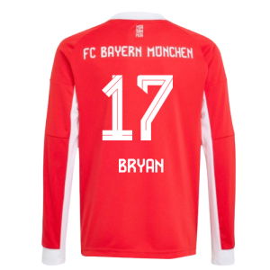 2025-2026 Bayern Munich Long Sleeve Home Shirt (Kids) (Bryan 17)