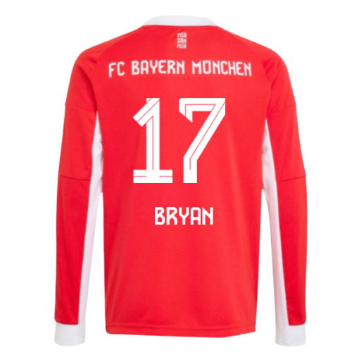 2025-2026 Bayern Munich Long Sleeve Home Shirt (Kids) (Bryan 17)