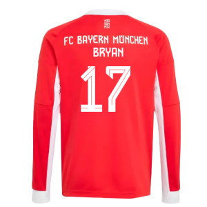 2025-2026 Bayern Munich Long Sleeve Home Shirt (Kids) (Bryan 17)