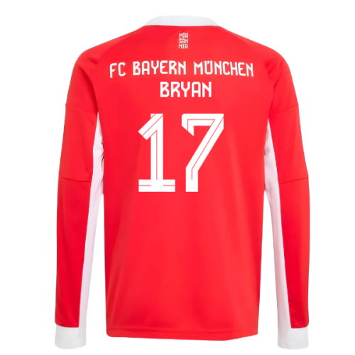 2025-2026 Bayern Munich Long Sleeve Home Shirt (Kids) (Bryan 17)