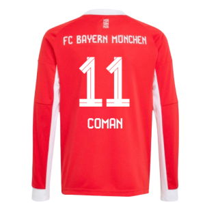 2025-2026 Bayern Munich Long Sleeve Home Shirt (Kids) (Coman 11)
