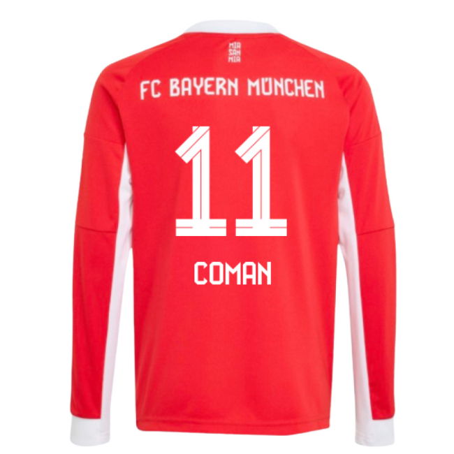 2025-2026 Bayern Munich Long Sleeve Home Shirt (Kids) (Coman 11)