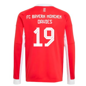 2025-2026 Bayern Munich Long Sleeve Home Shirt (Kids) (Davies 19)