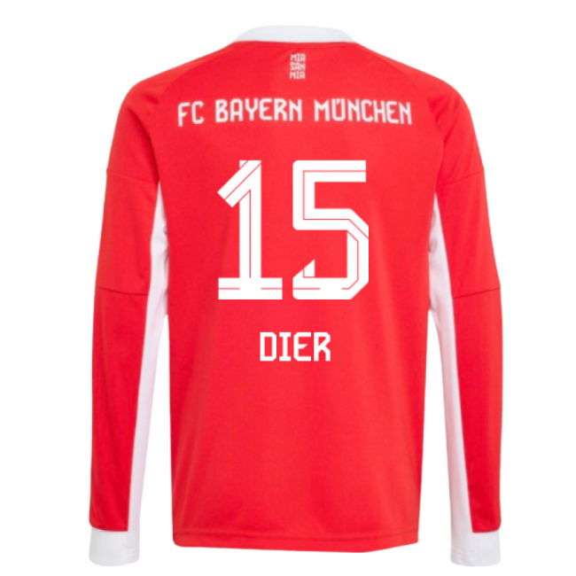 2025-2026 Bayern Munich Long Sleeve Home Shirt (Kids) (Dier 15)