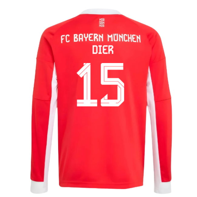 2025-2026 Bayern Munich Long Sleeve Home Shirt (Kids) (Dier 15)