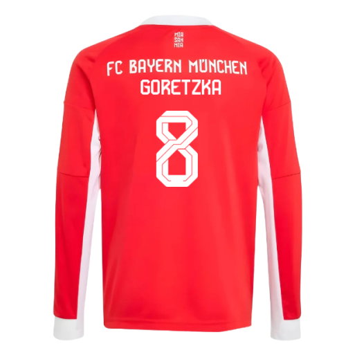 2025-2026 Bayern Munich Long Sleeve Home Shirt (Kids) (Goretzka 8)