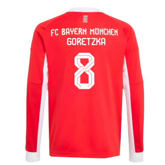 2025-2026 Bayern Munich Long Sleeve Home Shirt (Kids) (Goretzka 8)