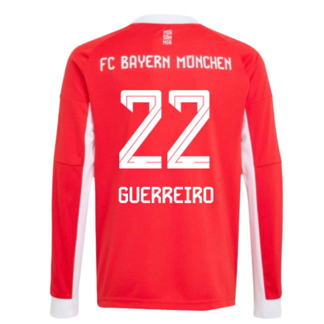 2025-2026 Bayern Munich Long Sleeve Home Shirt (Kids) (Guerreiro 22)