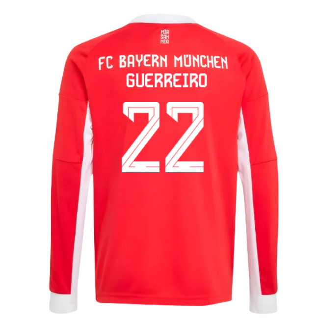 2025-2026 Bayern Munich Long Sleeve Home Shirt (Kids) (Guerreiro 22)