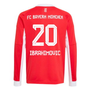 2025-2026 Bayern Munich Long Sleeve Home Shirt (Kids) (Ibrahimovic 20)