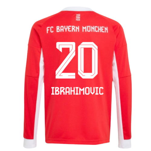 2025-2026 Bayern Munich Long Sleeve Home Shirt (Kids) (Ibrahimovic 20)