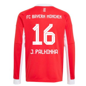 2025-2026 Bayern Munich Long Sleeve Home Shirt (Kids) (J. Palhinha 16)