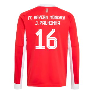 2025-2026 Bayern Munich Long Sleeve Home Shirt (Kids) (J. Palhinha 16)
