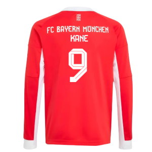 2025-2026 Bayern Munich Long Sleeve Home Shirt (Kids) (Kane 9)
