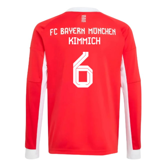 2025-2026 Bayern Munich Long Sleeve Home Shirt (Kids) (Kimmich 6)