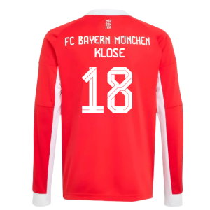 2025-2026 Bayern Munich Long Sleeve Home Shirt (Kids) (Klose 18)