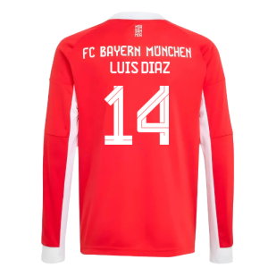 2025-2026 Bayern Munich Long Sleeve Home Shirt (Kids) (Luis Diaz 14)
