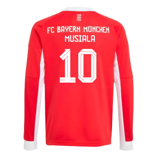2025-2026 Bayern Munich Long Sleeve Home Shirt (Kids) (Musiala 10)