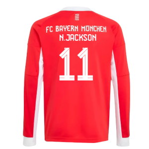 2025-2026 Bayern Munich Long Sleeve Home Shirt (Kids) (N.Jackson 11)