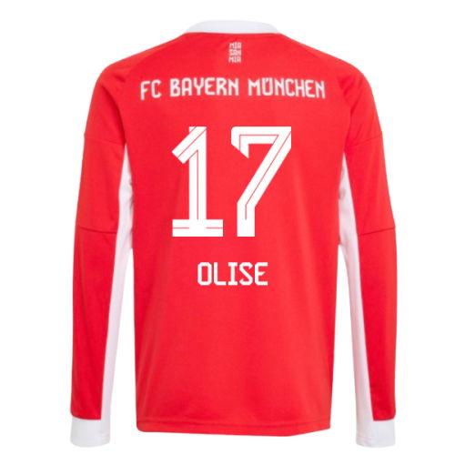 2025-2026 Bayern Munich Long Sleeve Home Shirt (Kids) (Olise 17)
