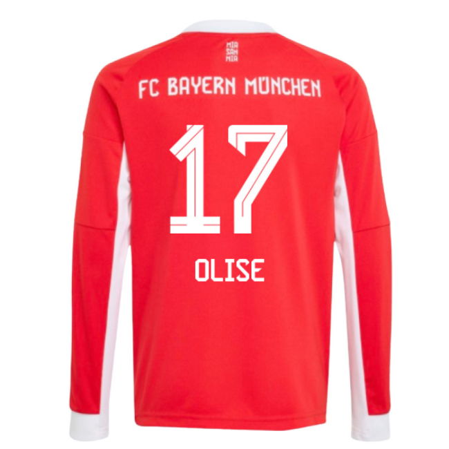 2025-2026 Bayern Munich Long Sleeve Home Shirt (Kids) (Olise 17)