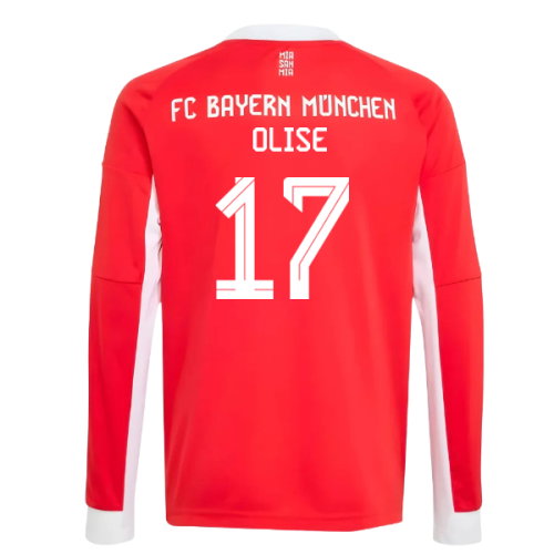 2025-2026 Bayern Munich Long Sleeve Home Shirt (Kids) (Olise 17)