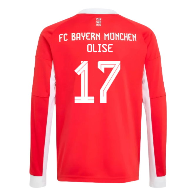 2025-2026 Bayern Munich Long Sleeve Home Shirt (Kids) (Olise 17)