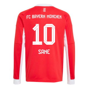 2025-2026 Bayern Munich Long Sleeve Home Shirt (Kids) (Sane 10)