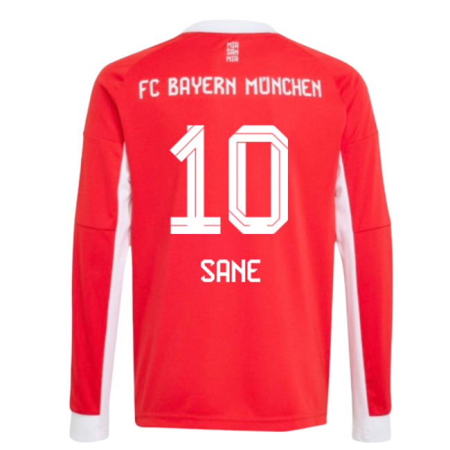 2025-2026 Bayern Munich Long Sleeve Home Shirt (Kids) (Sane 10)