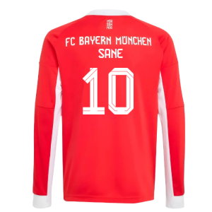 2025-2026 Bayern Munich Long Sleeve Home Shirt (Kids) (Sane 10)