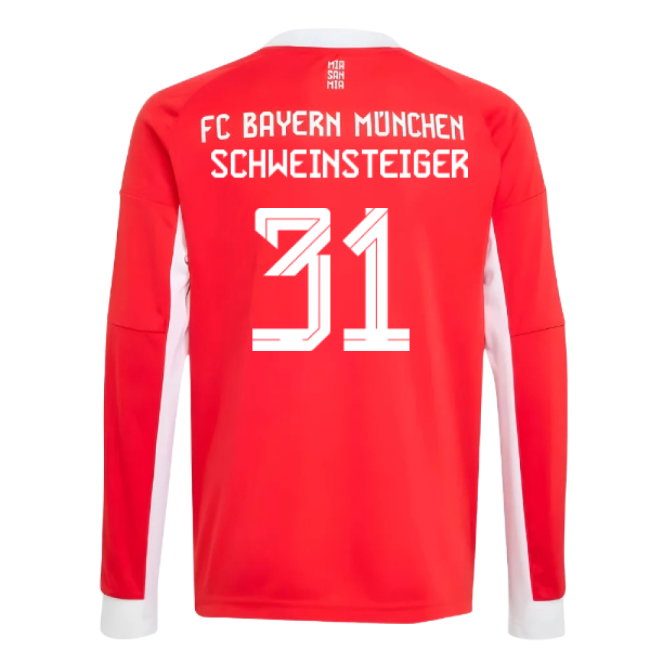 2025-2026 Bayern Munich Long Sleeve Home Shirt (Kids) (Schweinsteiger 31)