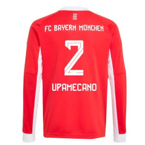 2025-2026 Bayern Munich Long Sleeve Home Shirt (Kids) (Upamecano 2)