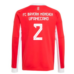 2025-2026 Bayern Munich Long Sleeve Home Shirt (Kids) (Upamecano 2)