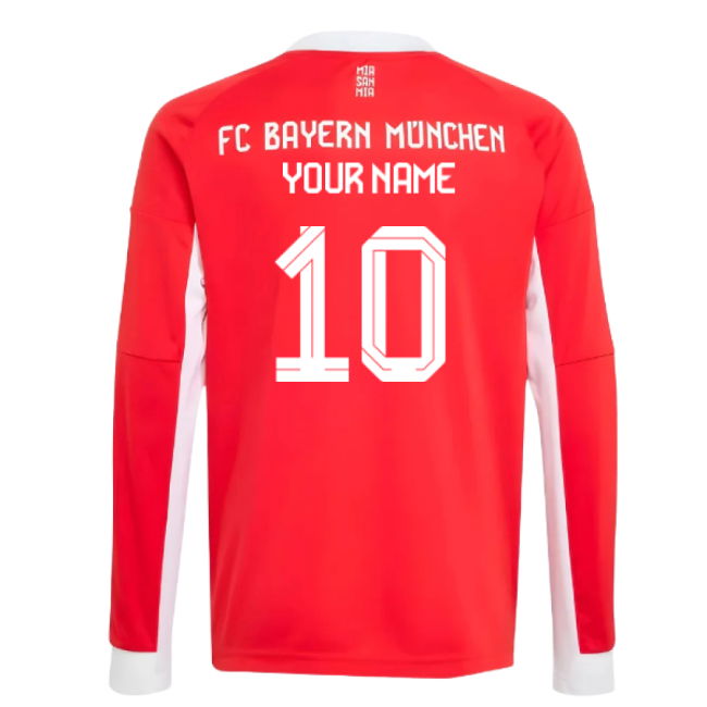 2025-2026 Bayern Munich Long Sleeve Home Shirt (Kids) (Your Name)